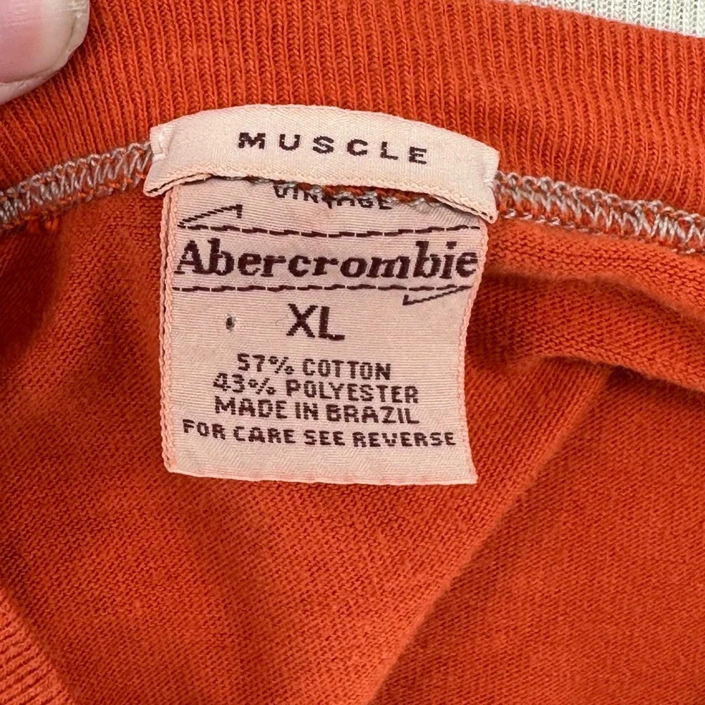 Vintage Abercrombie Fitch Y2K Long Sleeve Graphic T Shirt Orange XL Moose